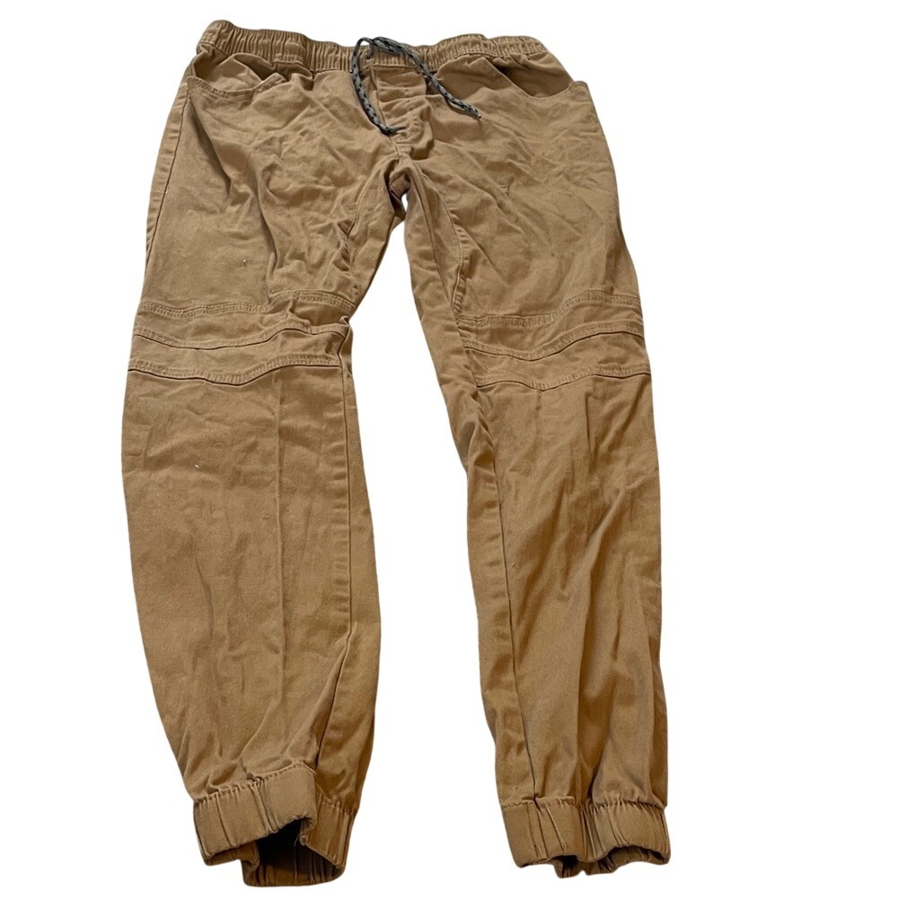Street Rules Boys Tobacco Brown Moto Jogger Pants Size 18 Drawstring Cotton